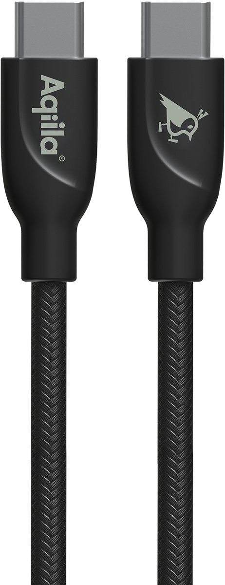 Aqiila Laadkabel USB-C naar USB-C 240W, 480Mbps, Snellader Kabel PD, 3 meter, gevlochten, Cablebird CB13 Zwart