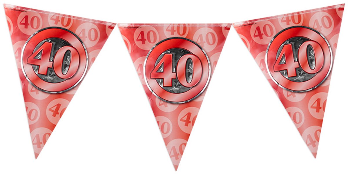 Vlaggenlijn 40 jaar getrouwd | Set á 6 stuks | 10 meter | Dubbelzijdig