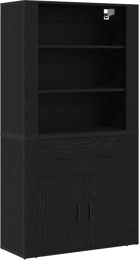 vidaXL Highboard 2 pcs Zwart Eiken 69,5 x 34 x 180 cm