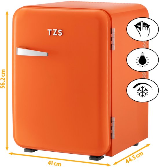 TZS First Austria Mini koelkast - Minibar - 40 liter - Vrijstaand - Volledig stil 22dB - Retro - Oranje van TZS First Austria — afbeelding 3