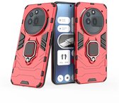 MobyDefend Hoesje - Geschikt voor Nothing Phone (3a) Pro - Dubbelgelaagde Pantsercase Met Standaard - Rood