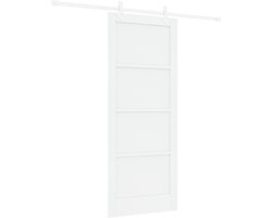 vidaXL - Schuifdeur - met - Hardware - Set - Wit - 83x202 - cm - Massief - Vurenhout