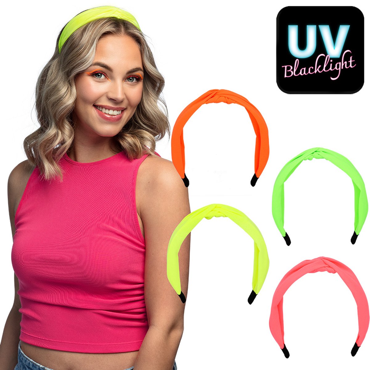 Boland - Hoofdband Neon Neon - Één maat - Volwassenen - Vrouwen - 80's & 90's - Disco