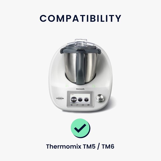 kwmobile Beschermhoes geschikt voor Thermomix Thermomix TM5 / TM6 met Varoma - Hoes voor keukenmachine in wit / zwart - Brushed Hart design van Merkloos — afbeelding 5