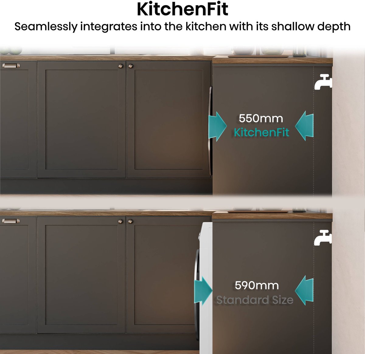 Hisense WF5I1045BBQ Wasmachine - Voorbelading - 10,5 kg - 1400 RPM - Zwart - A-klasse - ConnectLife - Quick Wash - Pure Jet - iFit - iPlay - Trommelverlichting — afbeelding 4