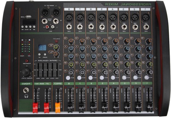 BOMGE 8 channels mini audio mixer Line Mixer,DC 5V,with MP3 Player,Bluetooth, U disk