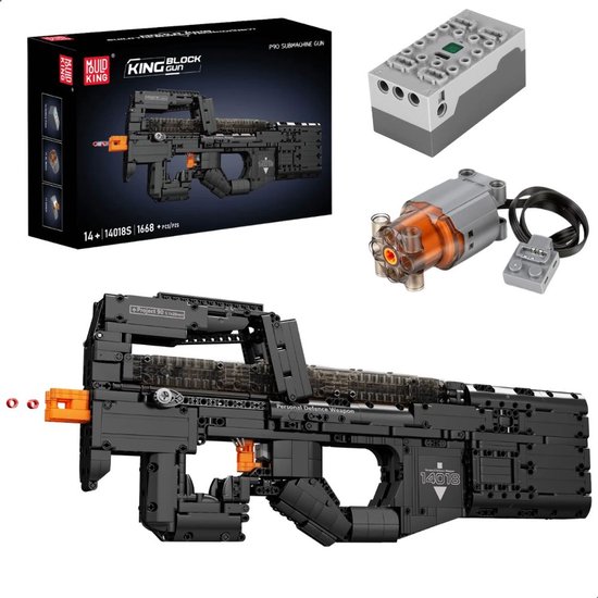 Mould King - FN P90 auto geweer ww2 gun modelbouw | Army leger pistool bouwset | Creator classic nerf motor guns bouwpakket | Technische speelgoed expert ideas voor volwassenen | 1589 bouwstenen