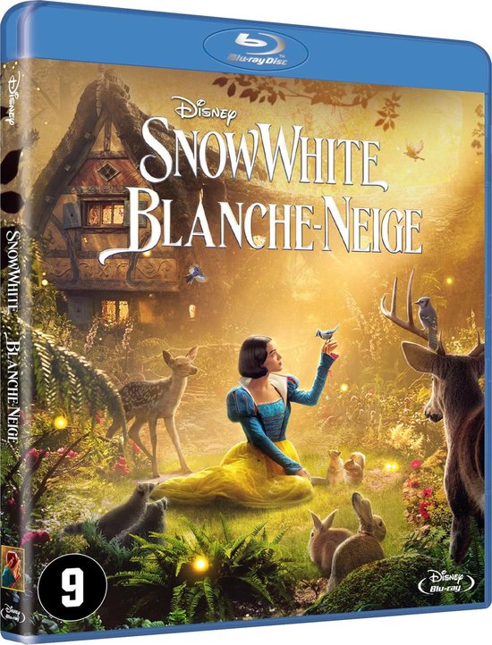 Snow White (Blanche-Neige) Blu-ray hoes met het Disney-logo. Sneeuwwitje in gele jurk zit in een bos met dieren en een huisje.