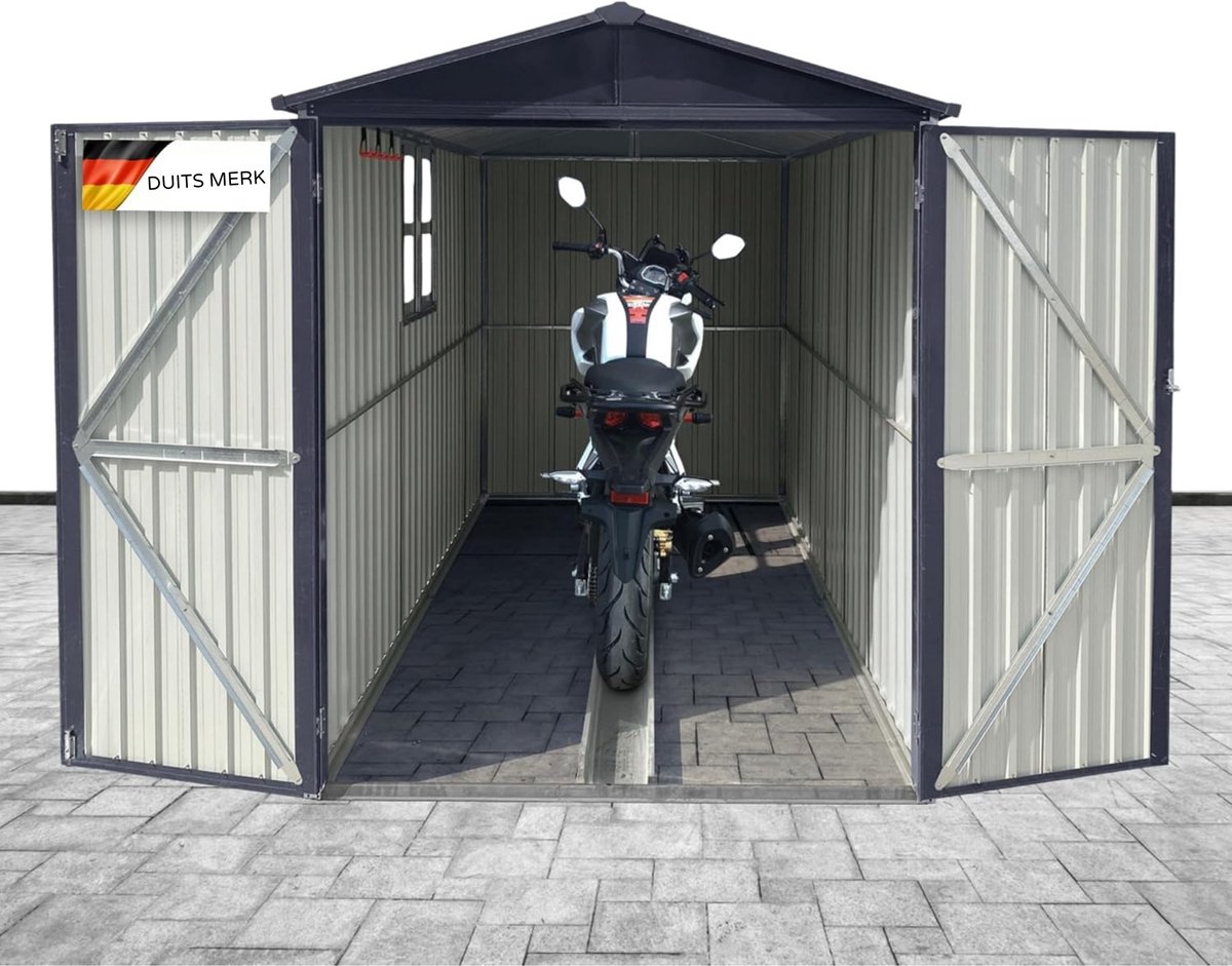 Albatros Premium motorgarage - gegalvaniseerd metaal in antraciet (RAL 7016)| 169x296x191cm | motoroverkapping | weerbestendige motorfietsgarage, afsluitbaar