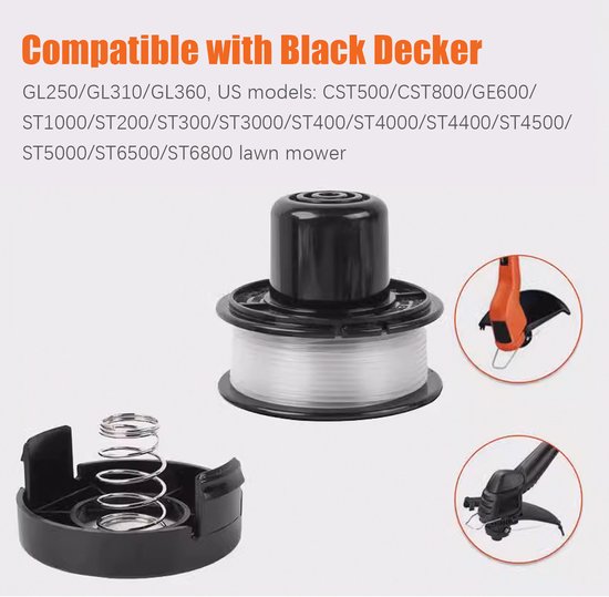 Trimmerspoel voor Black Decker GL250/GL310/GL360 grastrimmer van HQ. — afbeelding 5