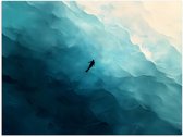 Poster 160x120 cm - Zee - Silhouet - Abstract - Blauw - Posters - Kamer decoratie - Wanddecoratie woonkamer - Muurdecoratie slaapkamer XXL