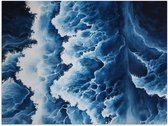 Poster 160x120 cm - Golven - Blauw - Schuim - Posters - Kamer decoratie - Wanddecoratie woonkamer - Muurdecoratie slaapkamer XXL