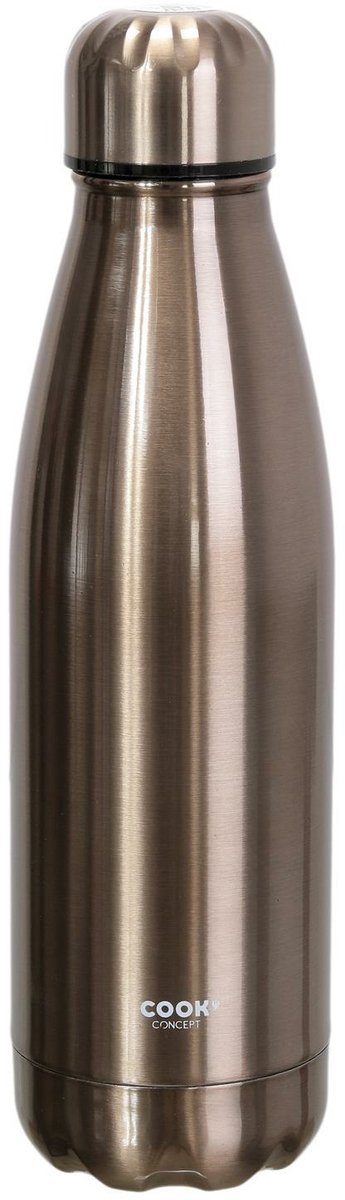 Cook Concept Travel drinkfles voor warme en koude dranken - rose goud - roestvrij staal - met schroefdop - 500 ml