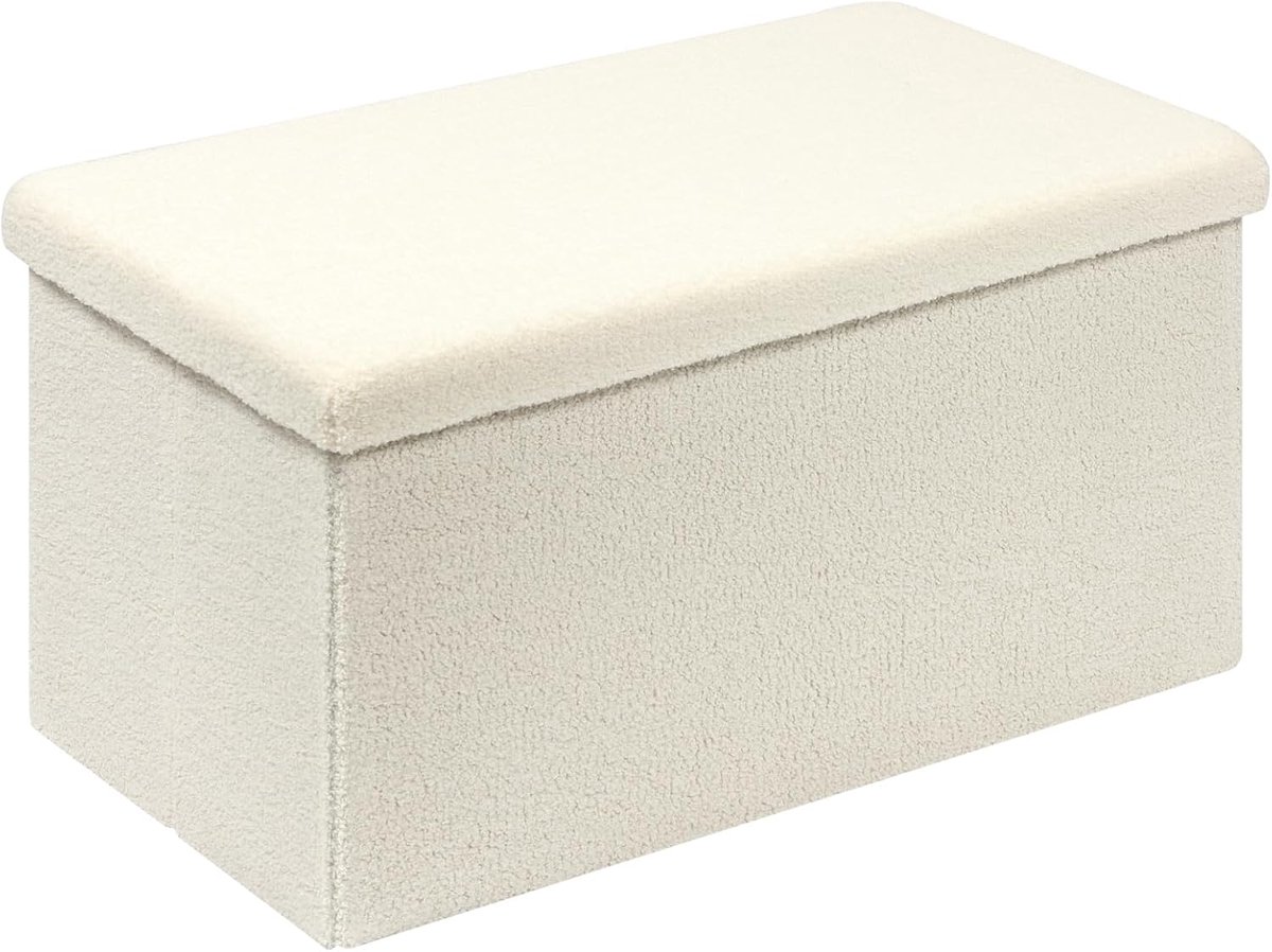 Ibenzoa® Compacte Opvouwbare Fluweel Poef met Verborgen Opbergvak - 80x40x40 cm