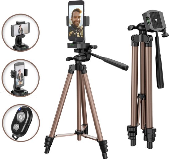 YSONIC Smartphone & Camera Tripod – Smartphone Statief – Telefoon Houder – Met Afstandsbediening & Draagtas – Verstelbaar – 40 tot 134 cm - Geschikt voor iPhone Samsung Oppo en Meer
