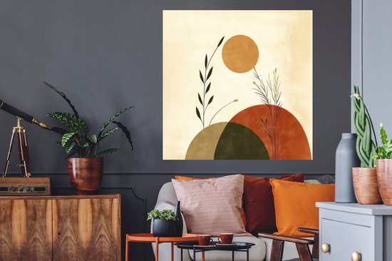 Stickers muraux - Film adhésif - Plantes - Abstrait - Formes - 100x100 cm - Film adhésif - Stickers muraux chambre enfant - Papier peint autocollant XXL - Papier peint autocollant - Film adhésif