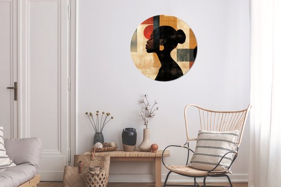 WallCircle - Cercle mural - Cercle mural - Vue latérale - Femme - Formes - Aluminium - Dibond - 60x60 cm - Intérieur et extérieur
