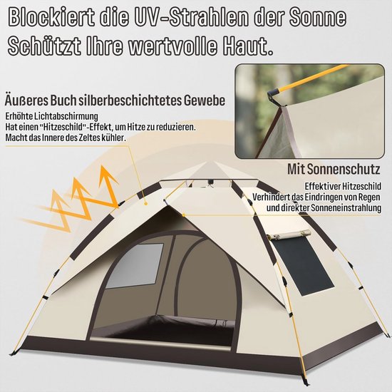 Automatische Campingtent voor 1-2 Personen - Lichte Douchetent met UV-Bescherming voor Strand en Outdoor Activiteiten — afbeelding 4