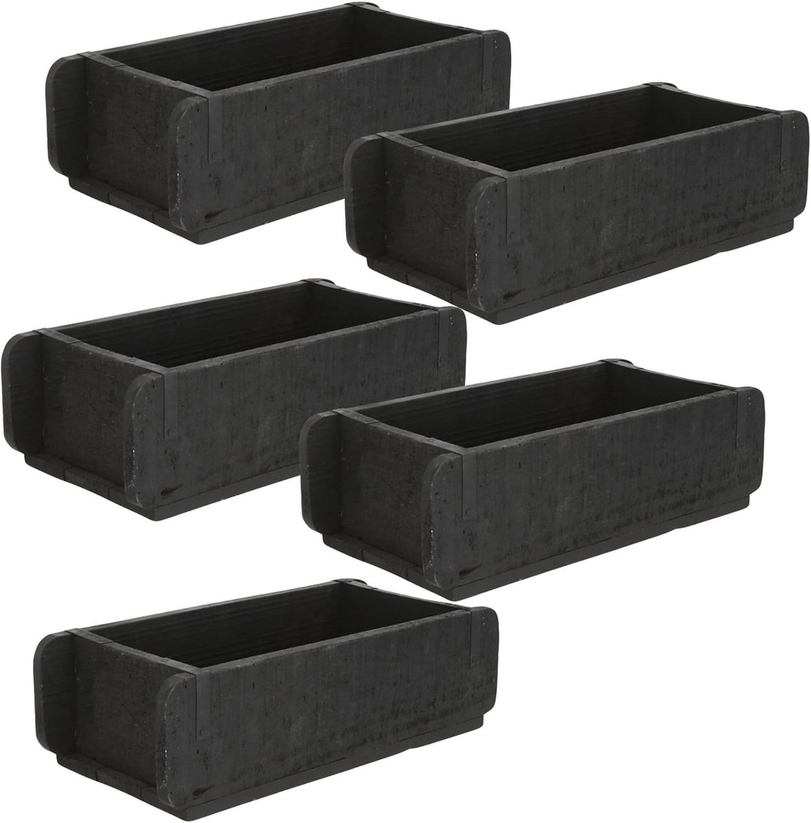 Novaliv 5x Houten Kist Vintage Zwart 30 x 15 x 10 cm Oude Baksteen Vorm Hout EEN KAMER Universele doos van gerecycled oud hout Elke vorm is uniek - Cadeaudoos