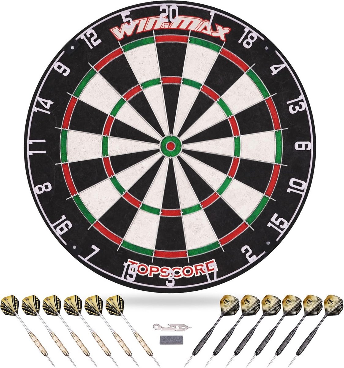 Professioneel Dartbord met Stalen Punten en 12 Dartpijlen