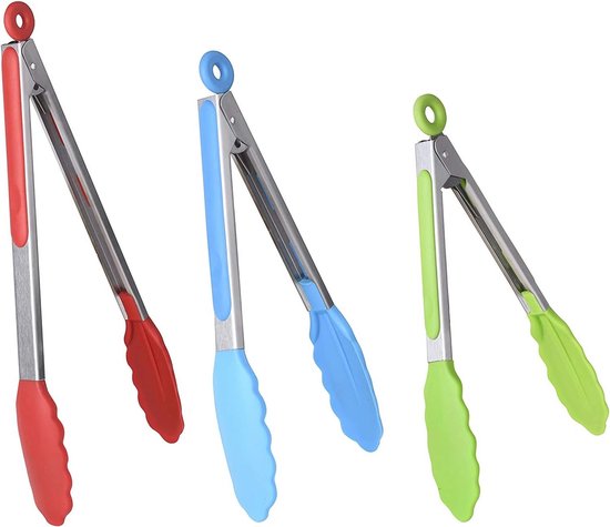 WISYOK Grilltang 23 cm, hittebestendige keukentang, kooktang met roestvrij staal en siliconen punt, siliconen tang, vleestang voor koken, grillen ( zwart WISYOK Grilltang 23 cm, hittebestendige keukentang, kooktang met roestvrij staal en siliconen punt, siliconen tang, vleestang voor koken, grillen ( zwart