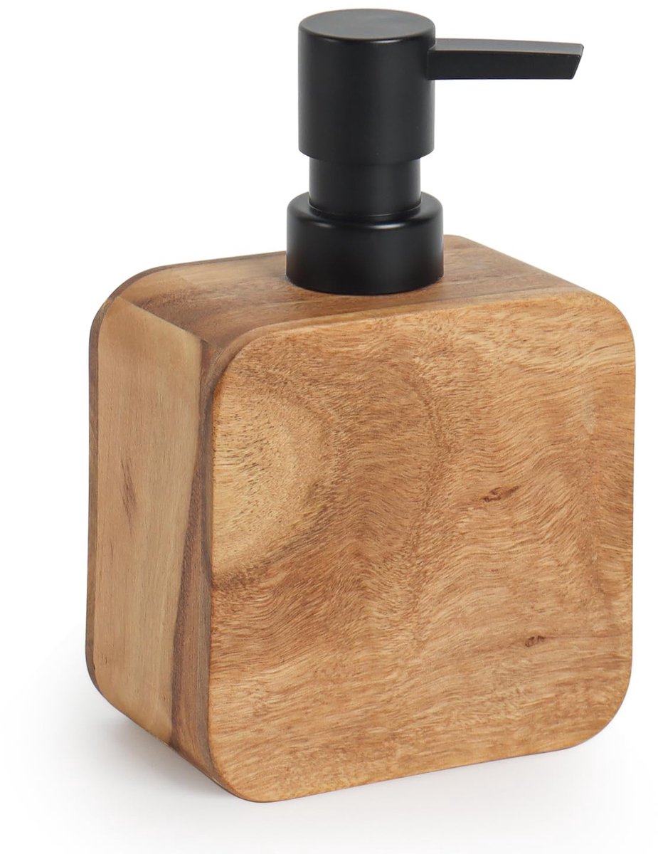 Ibenzoa® Handgemaakte Mangohouten Zeepdispenser voor Thuis, Hotels en Restaurants, Elegante Japanse Stijl