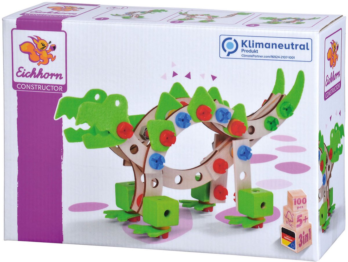Eichhorn Constructieset Constructor Aantal onderdelen: 100 Aantal modellen: 3 Leeftijdsklasse: 4 - 7 jaar