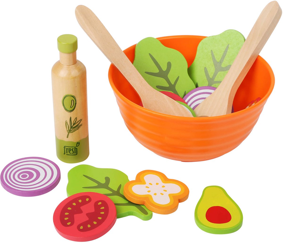 Small Foot - Houten Speeleten Salade Speelset, 15dlg,