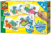 SES Creative- My First - Kleuren met Water - Dino's -Verven - geen geknoei - vrolijke kaarten met veilige kwast - steeds opnieuw te gebruiken - Dinosaurus Speelgoed 1 tot 4 jaar