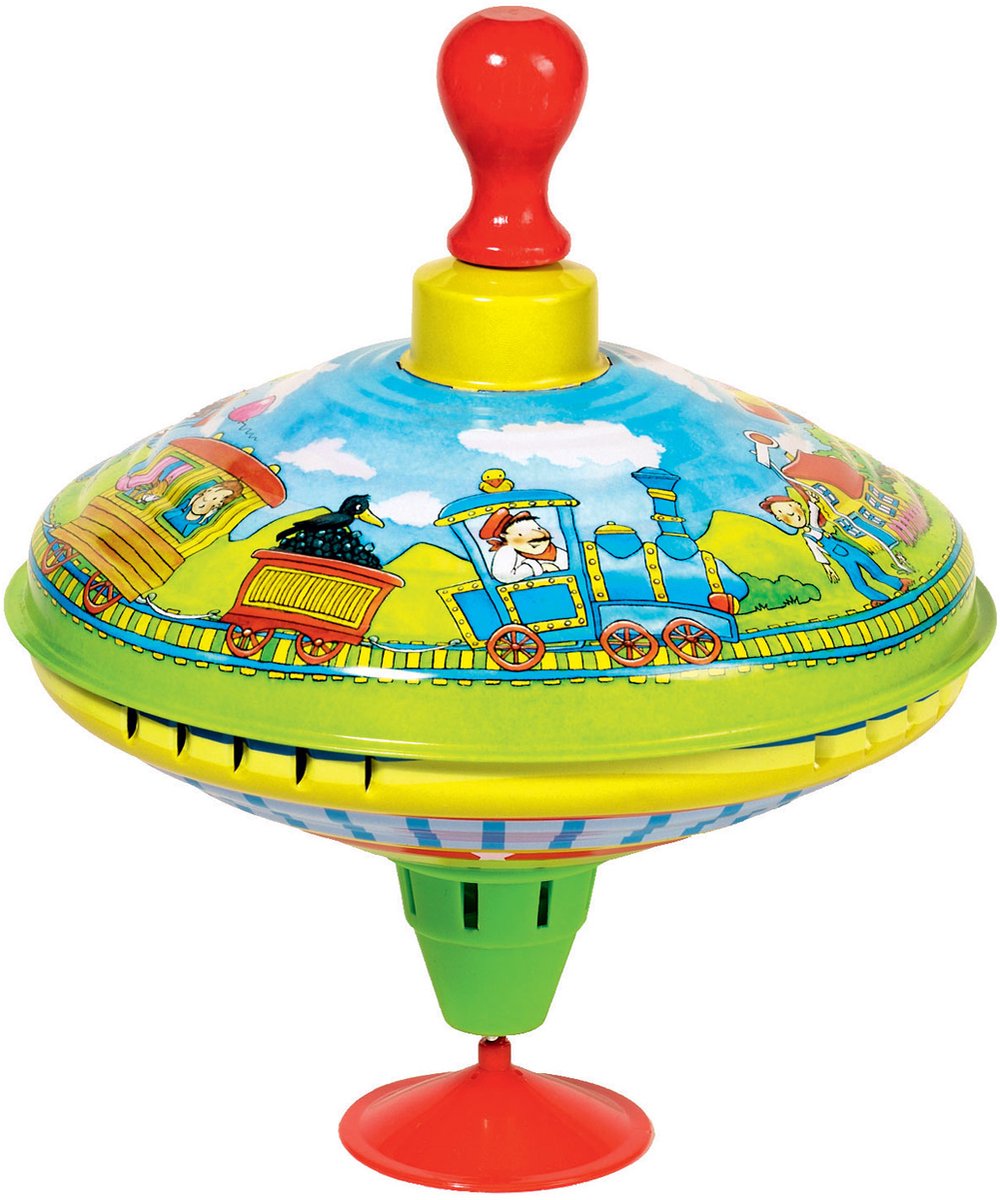 Goki Humming top with wooden handle train