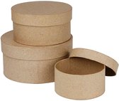 Boîtes rondes, D: 10 + 13 + 16 cm, 3 assorties