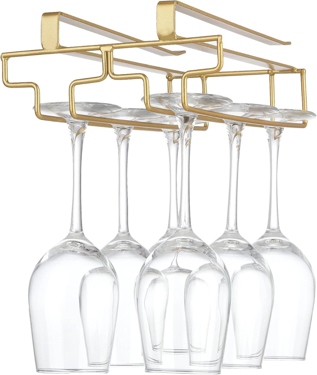 Hanging Wijnglashouder - Glazenhouder voor Keuken - Goud - Metaal