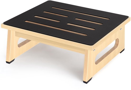 Een houten opstapkruk voor volwassenen en senioren met antislip rubberen pad, voor binnen en buiten, draagbare houten opstahulp voor badkamer, keuken, nachtkastje en meer (walnoot, 20,5 cm