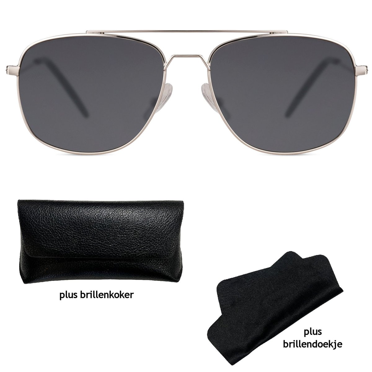 CL SunShades Tobias - Heren Zonnebril - Geleverd in stevige Brillenkoker - Zilver