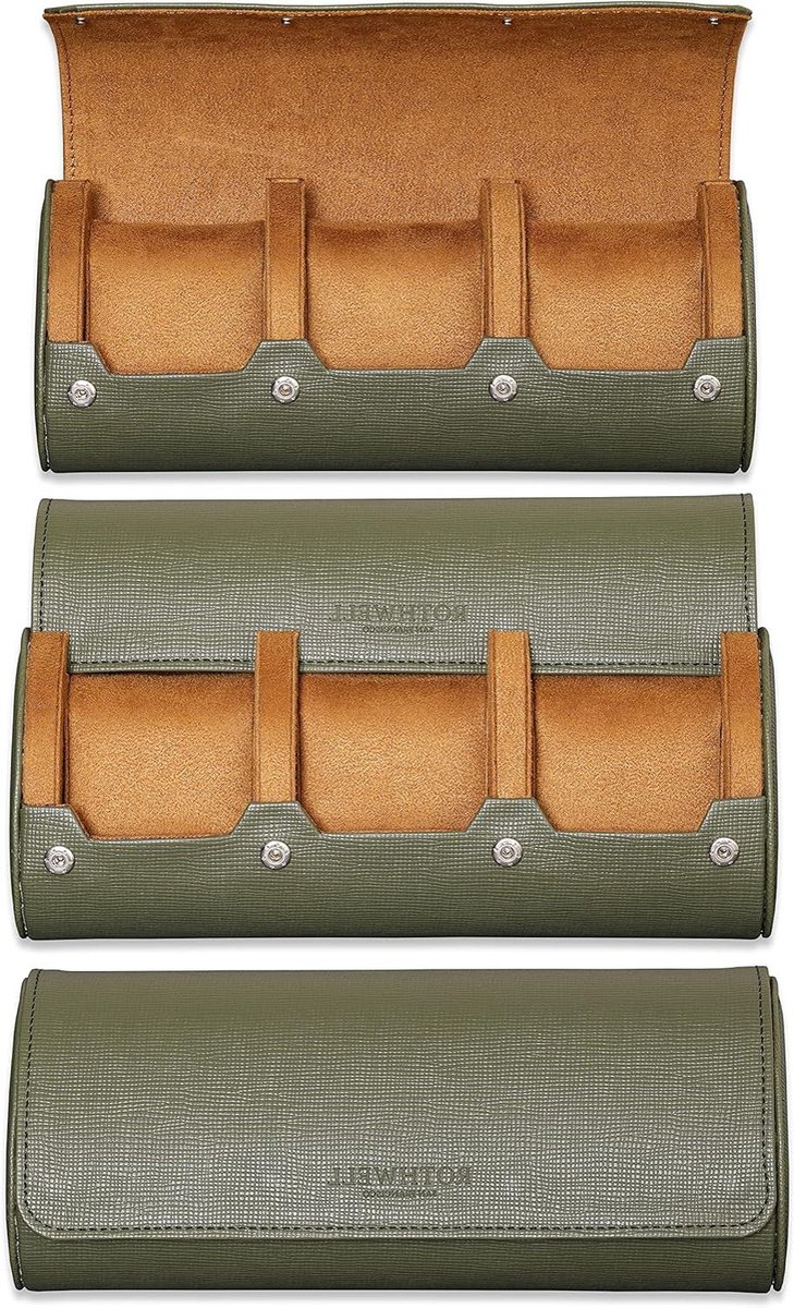 Horloge Roll Travel Case voor 3 Horloges | Stevige Draagbare Bescherming