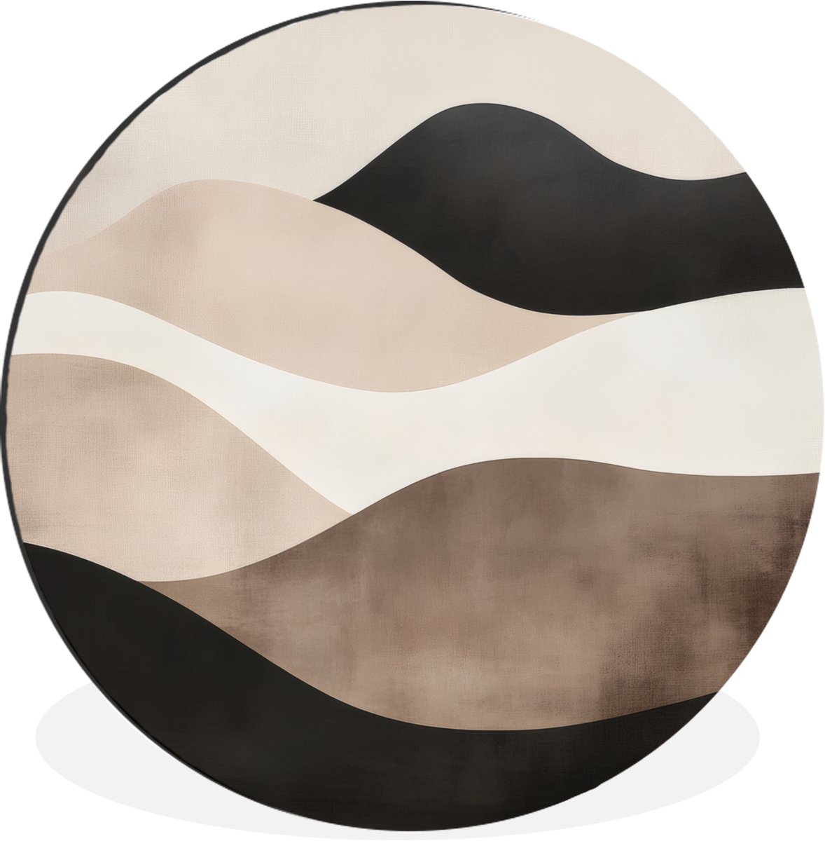 WallCircle Wandcirkel - Muurcirkel - Abstract - Landschap - Golven - Crèmekleur - Aluminium - Dibond - 90x90 cm - Binnen en Buiten Golven - Abstract - Crèmekleur