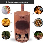 Bol.com ASH® - Sunset - Grote Tuinhaard met BBQ - Houtkachel - Vuurkachel - Terraskachel - 3 in 1 Terrashaard voor sfeervolle av... aanbieding