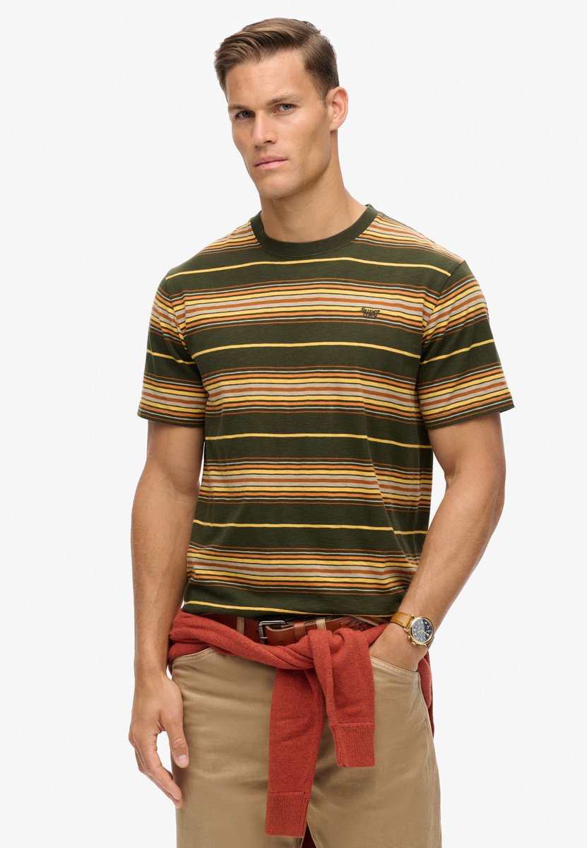 Superdry Gestreept T-shirt met relaxte pasvorm Heren T-shirts Olijf
