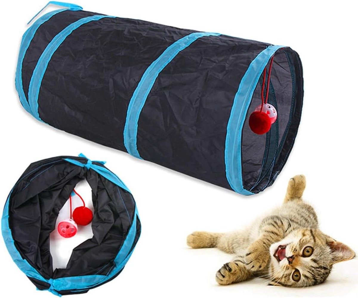 Kattentunnel 2-weg opvouwbare behendigheidstunnel voor honden, interactief labyrinthhuis voor kleine dieren Kattentunnel 2-weg opvouwbare behendigheidstunnel voor honden, interactief labyrinthhuis voor kleine dieren