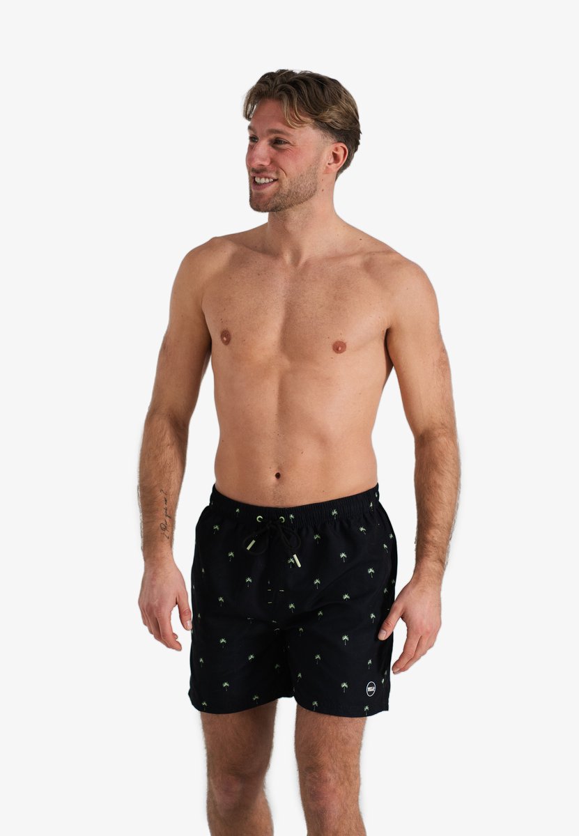 Happy Shorts Heren Zwemshort Palmbomen Zwart Print — afbeelding 3