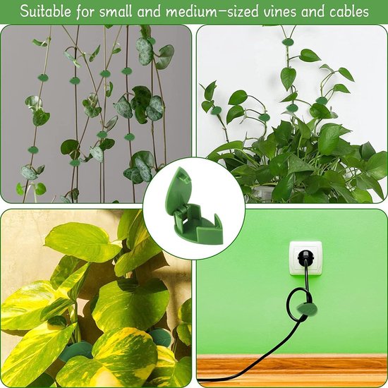 QUARKZMAN Plantenklemmen – 100 Stuks, Zelfklevend, Zwart, 7,2 Mm Gatdiameter, Voor Klimplanten, Kabels En Draden, Geschikt Voor Gladde Muren, Binnen En Buiten