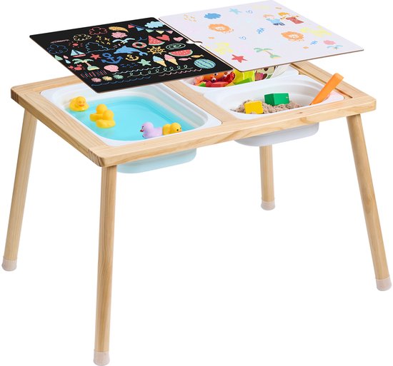 KidKraft 26913 Heart, set van houten tafel met 2 stoelen en opbergbakken, meubels voor de kinderslaapkamer of speelkamer, wit met pastelkleuren : Kidkraft