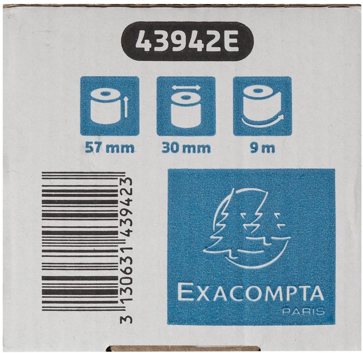 Exacompta 120x Telrol voor bankterminal 57x30mm - 1 laag thermisch papier 52g/m2 - Safe Contact - Wit - 43942E