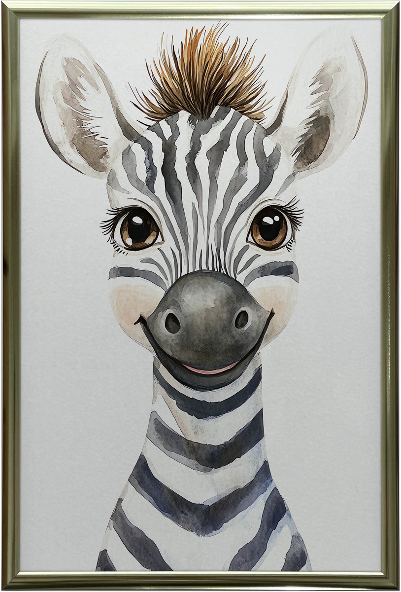 Frame Wandposter Happy Zebra Voor De Woonkamer 40X50 Cm Zwart