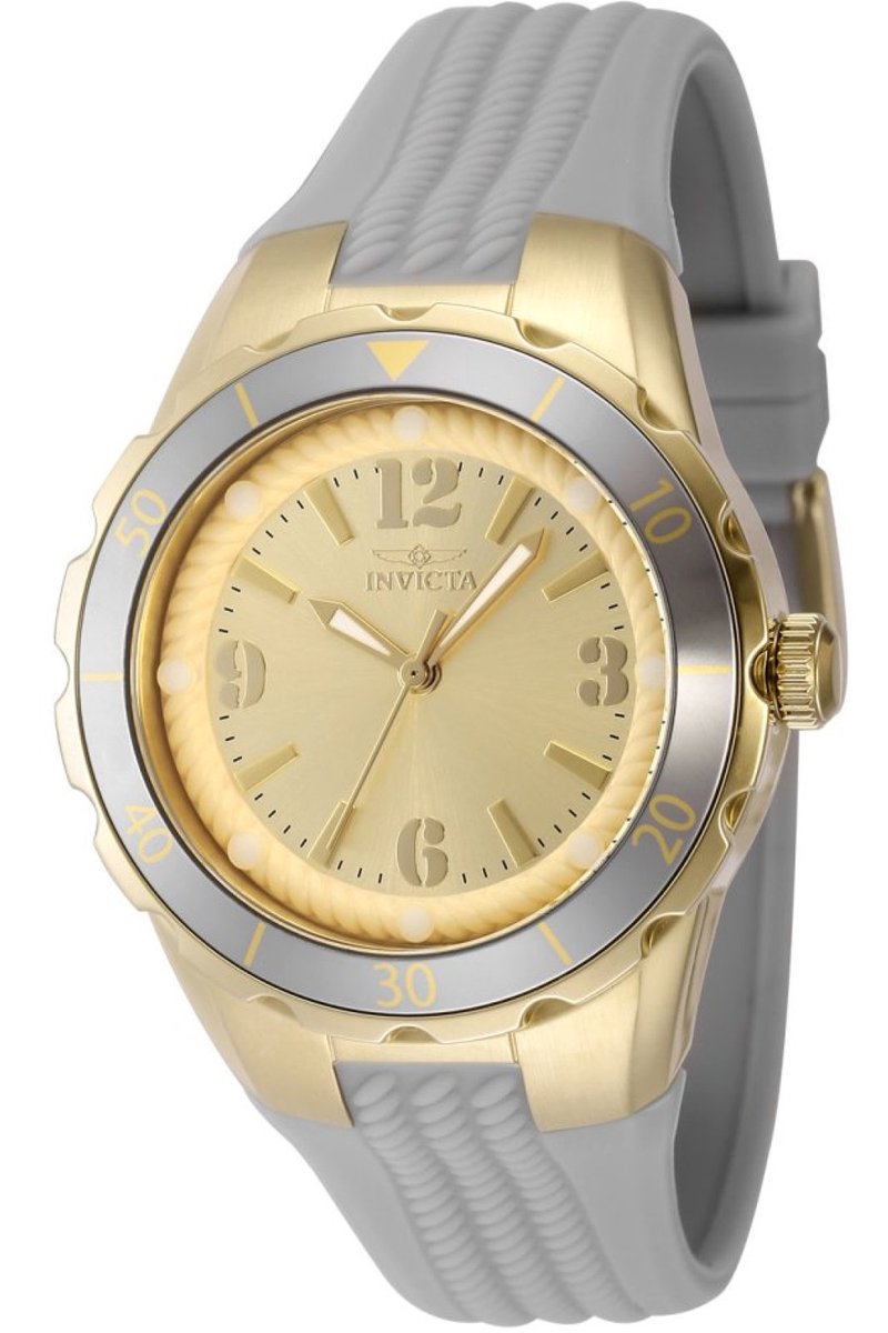 Invicta Angel 48850 Dames Horloge - Waterdicht - Analoog - Quartz Uurwerk - Roestvrij Staal met gouden Wijzerplaat - 38mm