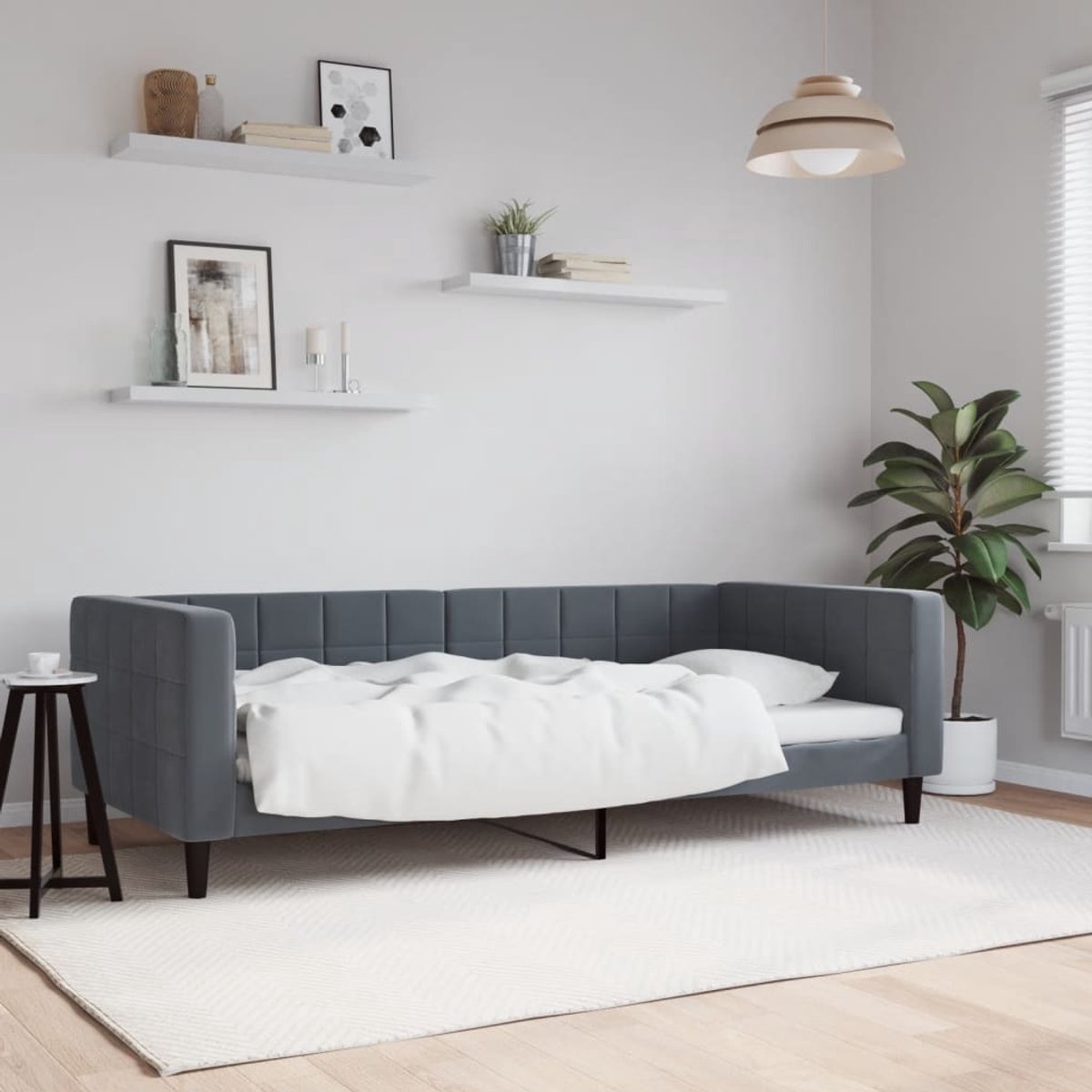 vidaXL Slaapbank - 90x190 - cm - fluweel - donkergrijs