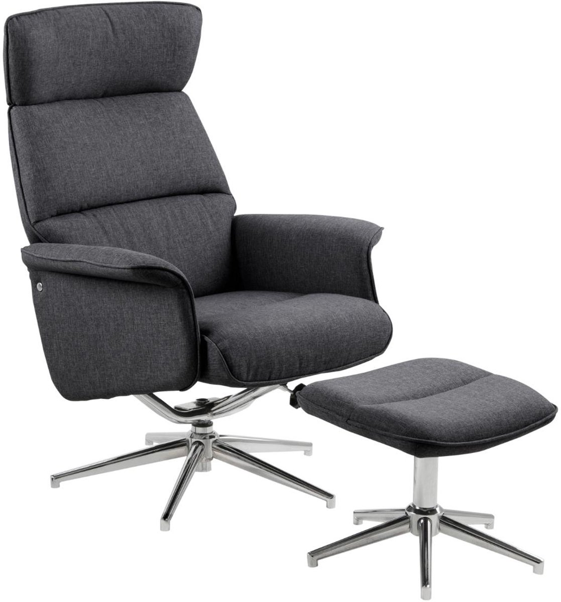 Fauteuil Alura grijs relaxfauteuil met voetenbank