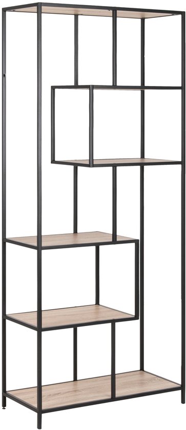 Etagère Dover 77 cm 4 tablettes - noir/chêne Sonoma - Actona - Armoires de salon - Brun|Noir - Métal - Armoires de salon