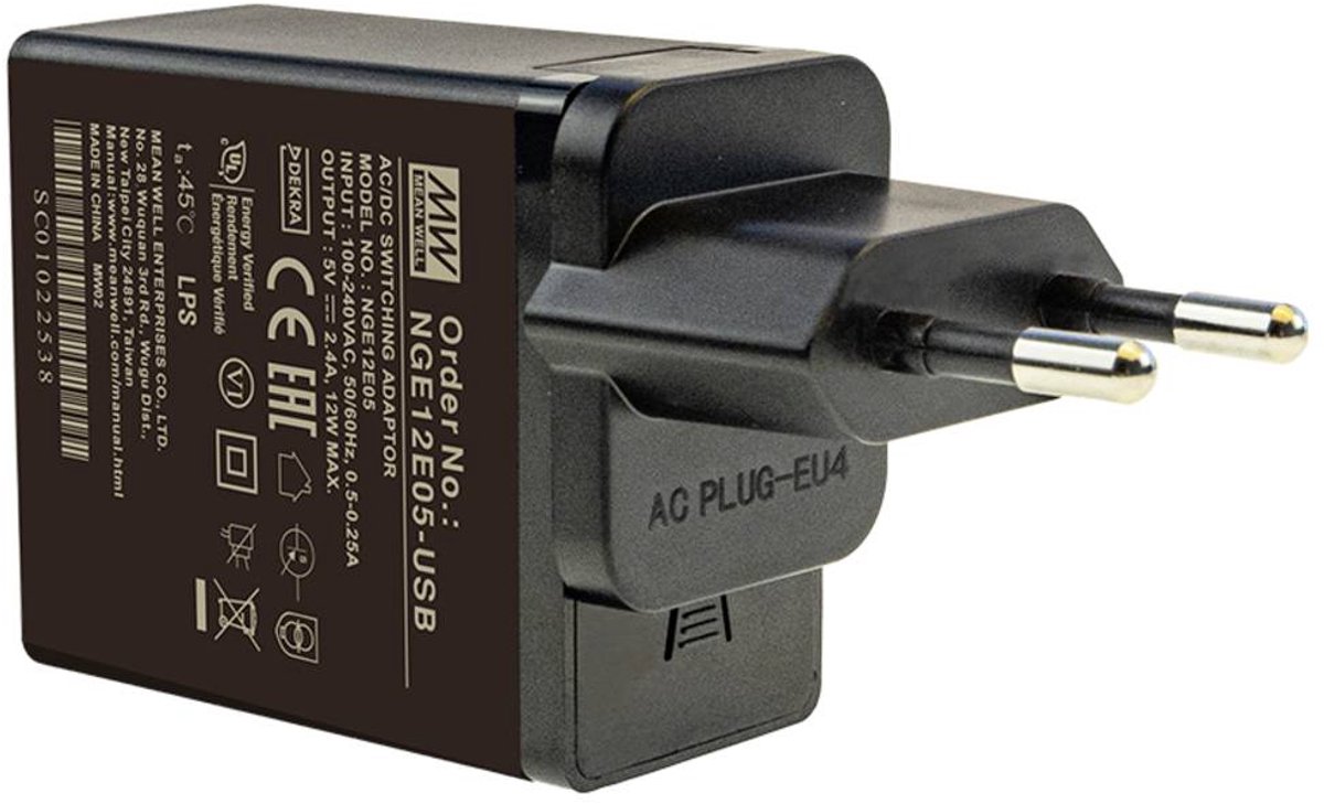 MEAN WELL NGE12E05-USB Stekkernetvoeding, vaste spanning 5 V/DC 12 W