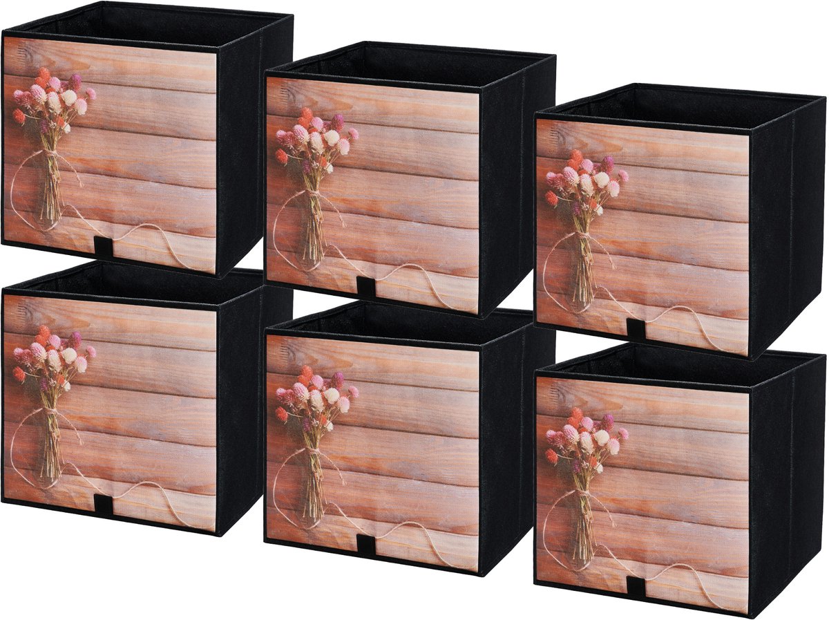 LAVITA Opbergmand Textiel - 31x31x31cm Boeket 6 stuks - Opbergbox kledingkast - Stoffen lade organizer vouwdozen